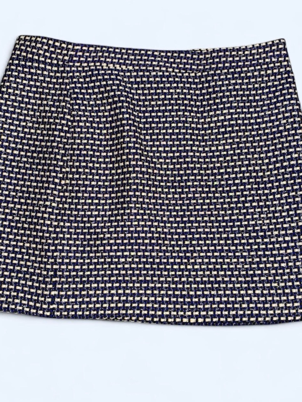 J. Crew Navy and Cream Tweed Mini Skirt